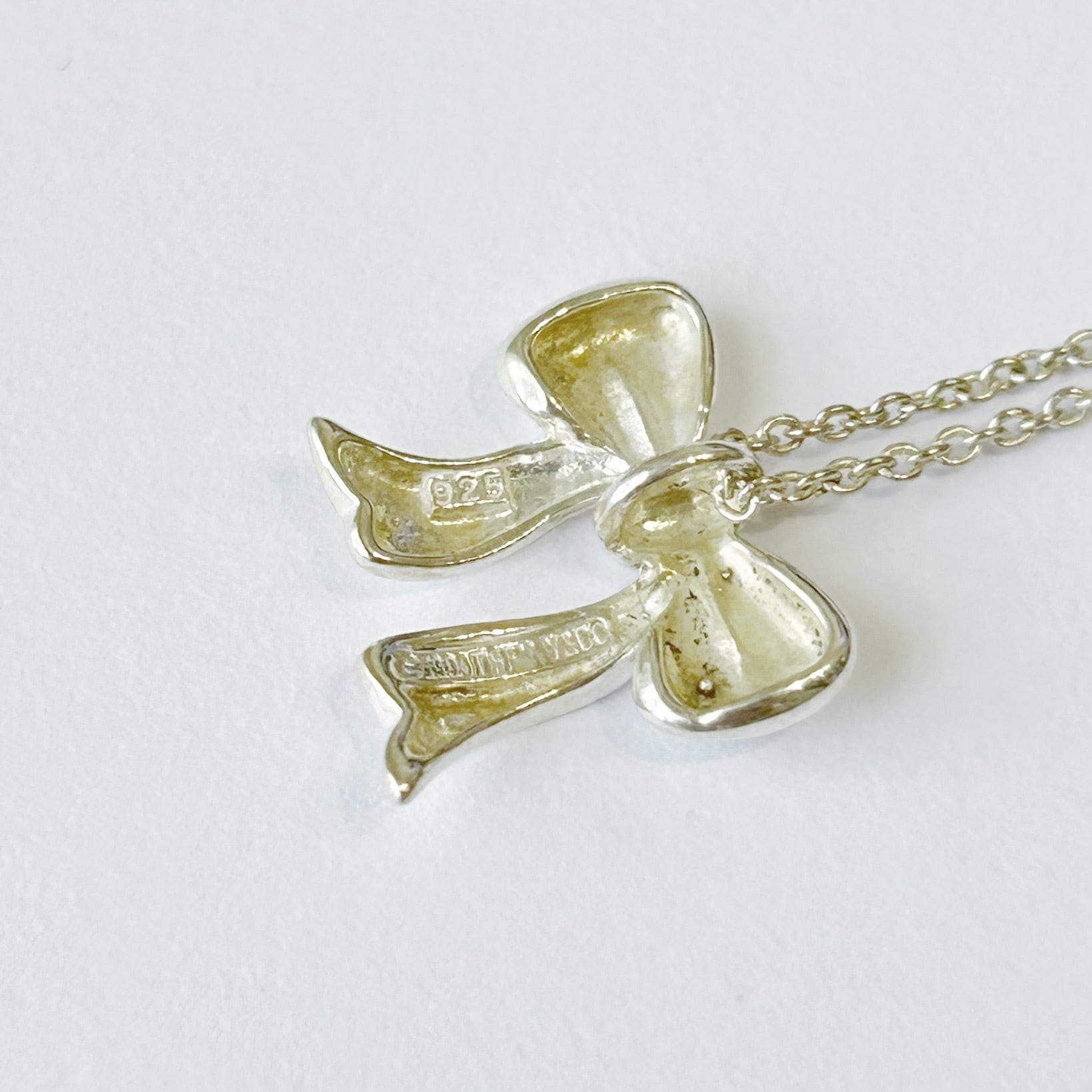 T8039】Tiffany&Co. ribbon necklace/silver925/ティファニー