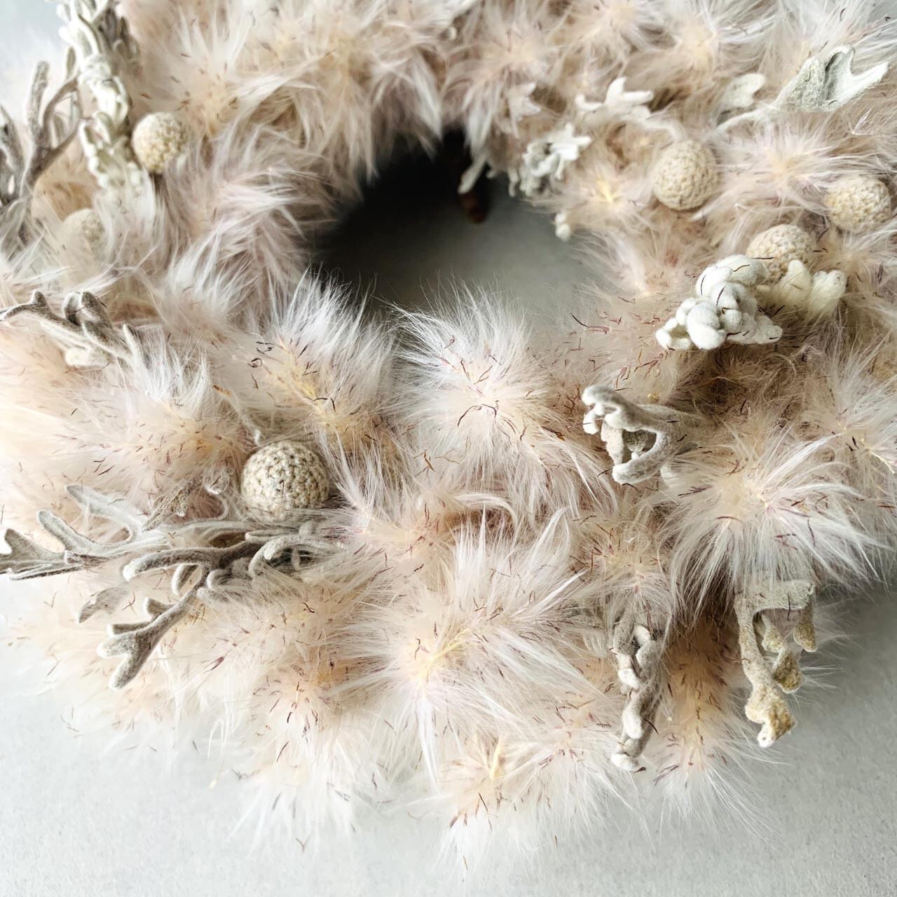 チガヤのドライフラワーリース | ドライフラワースワッグと布雑貨