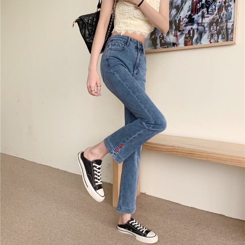 サマー刺繍スリットパンツ ハイウェストウェストジーンズ レディース 夏物 YY-ファッション84690718108