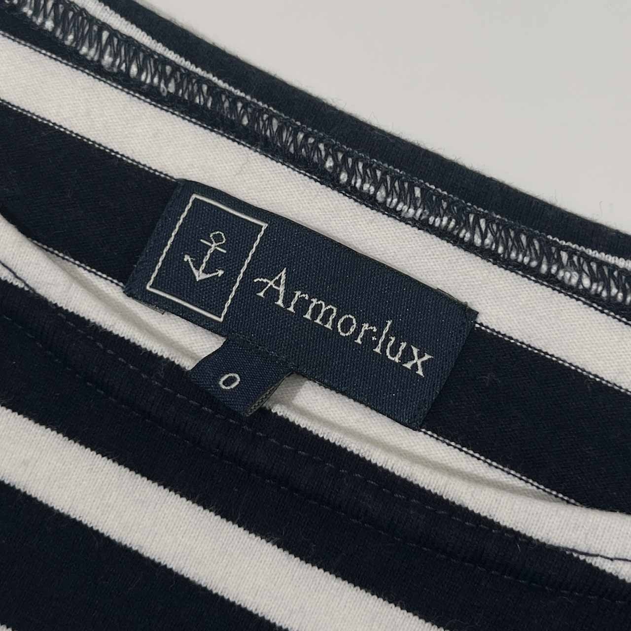 ARMOR LUX アルモリュクス ボーダー ボートネック 7分袖 シャツ カットソー O/ブラック×ホワイト レディース