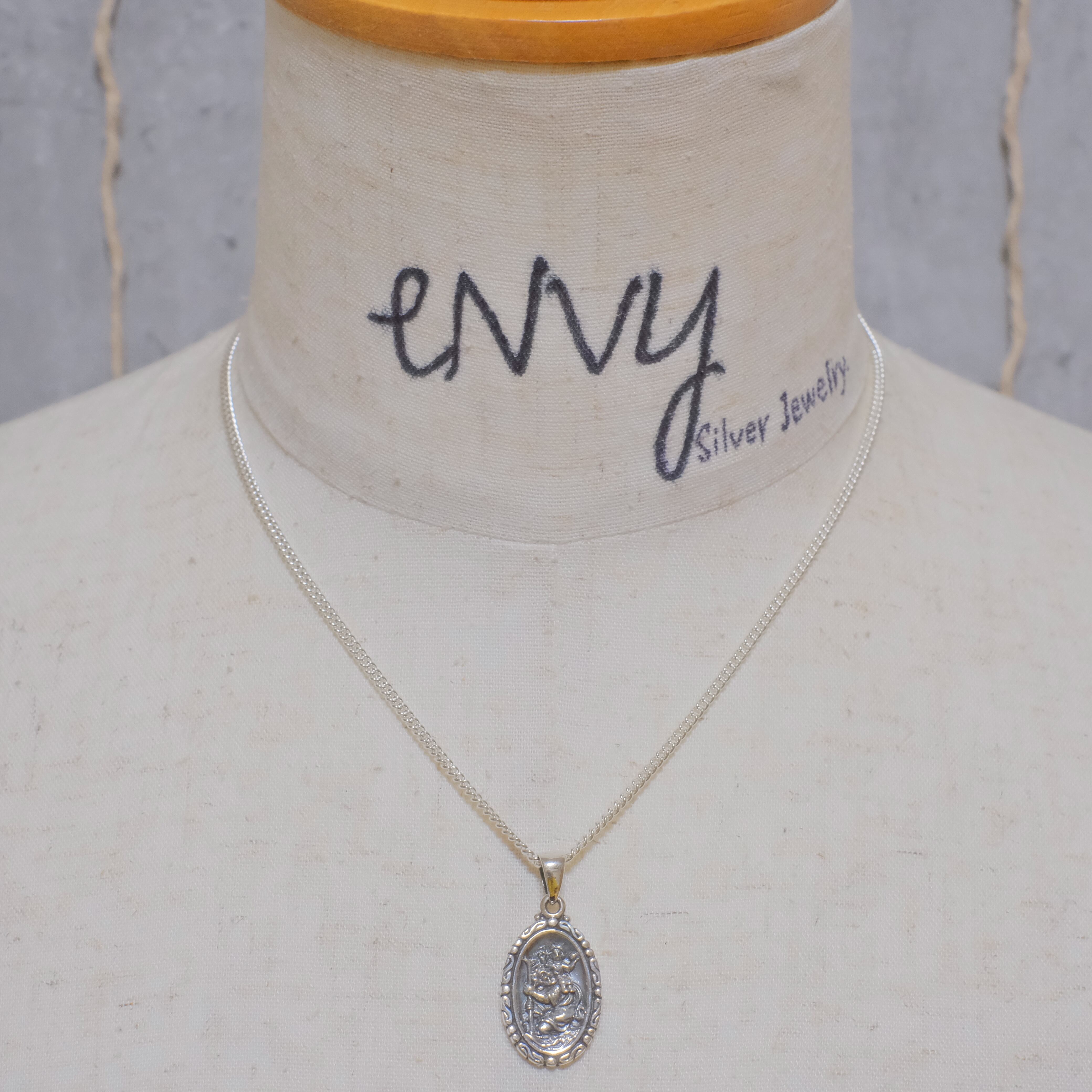 シルバー925 Silver 聖クリストファーネックレス/ペンダント/軽研磨仕上げ