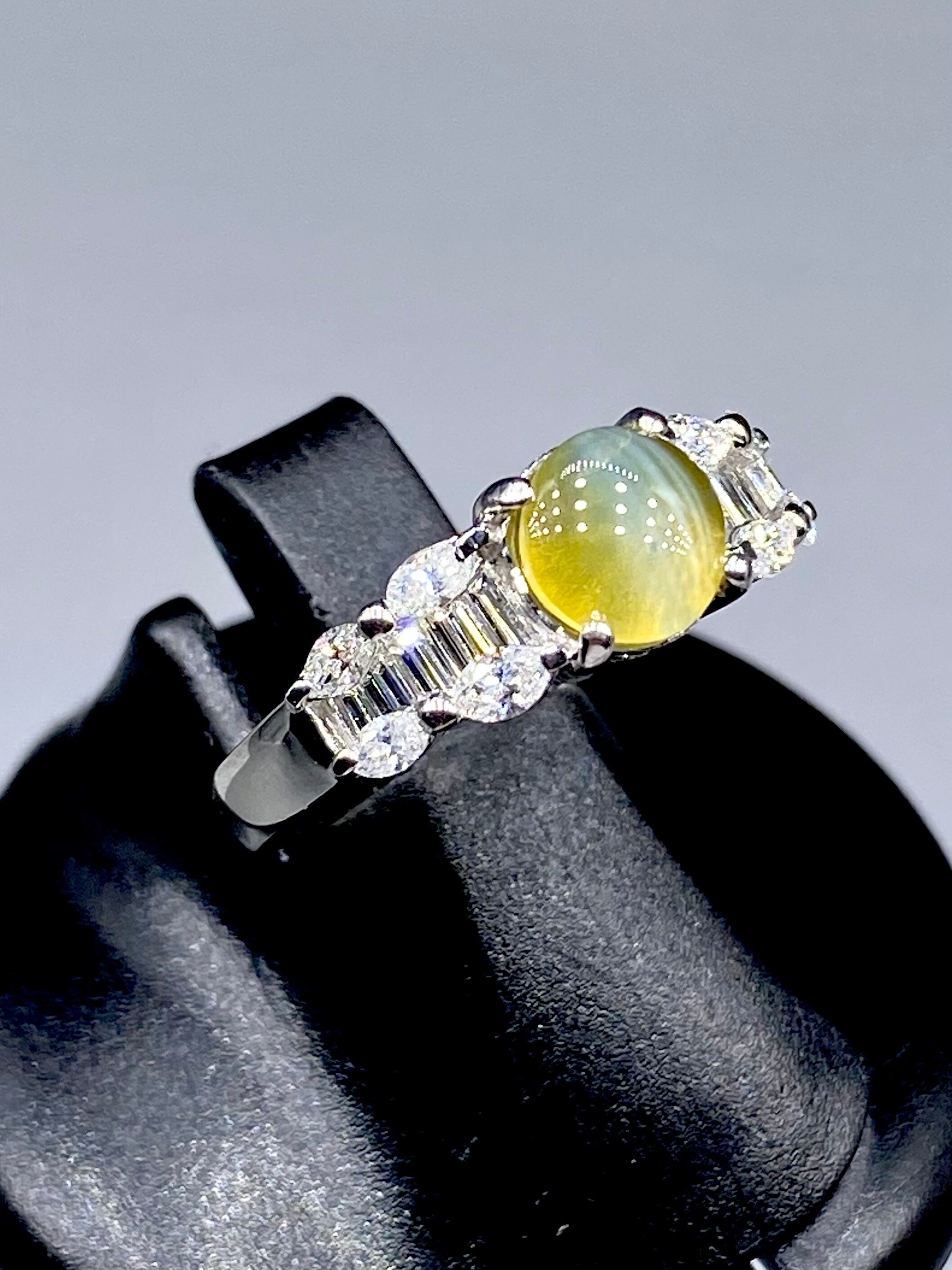 クリソベリルキャッツアイ 1.66ct / ダイヤモンド 計0.72ct Pt900