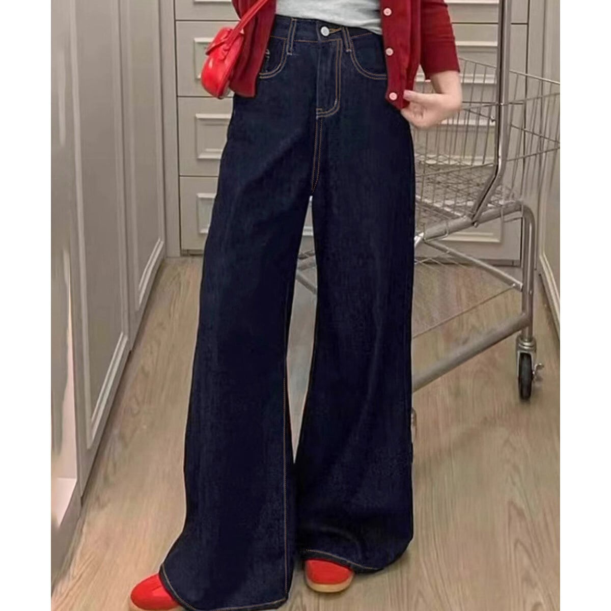 デニムパンツ ワイド ジーンズ 裏起毛 レディース 秋冬 韓国 大人 カジュアル きれいめ おしゃれ ゆったり 体型カバー レトロ 冷え対策 暖かい ハイウエスト 大人可愛い 大人女子