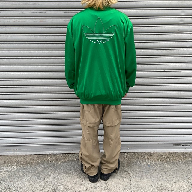 『送料無料』adidas トラックジャケット 両面ロゴ 緑 ジャージ ウルトラスター