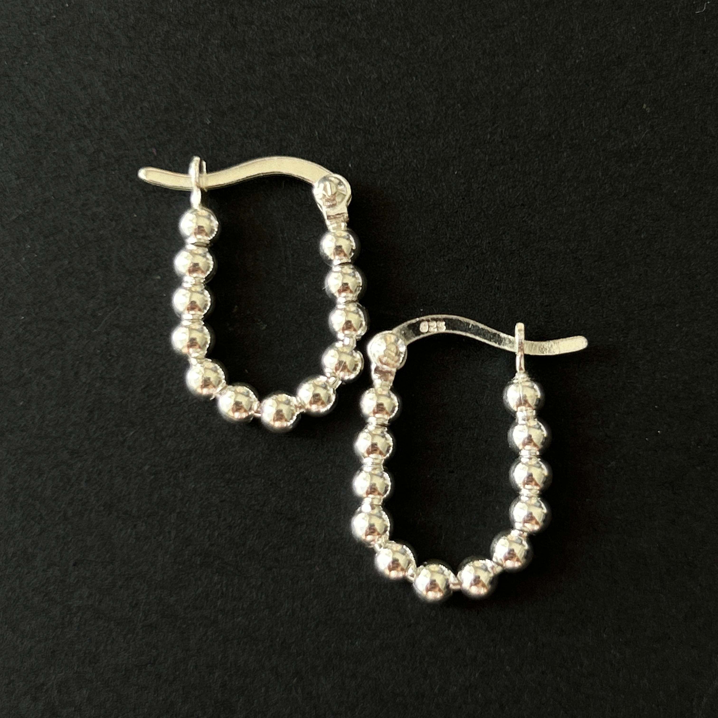 シルバー925 silver ボールデザインフープピアス/軽研磨仕上げ/両耳