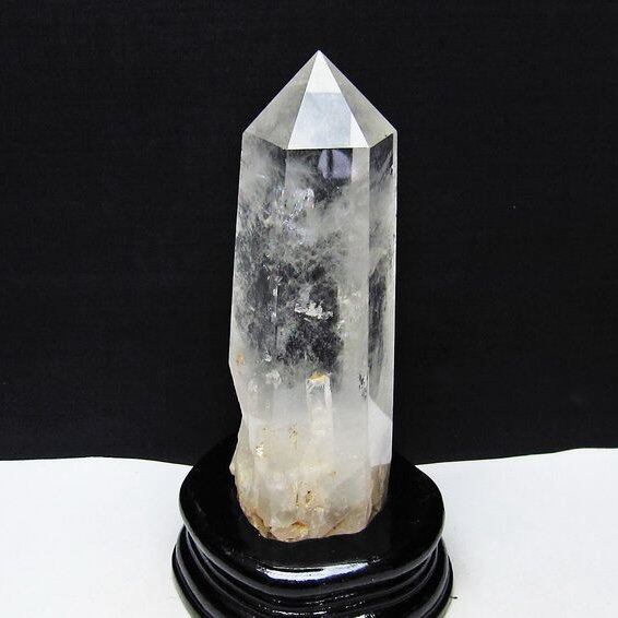 水晶 六角柱 水晶 ポイント 台座付属 置物 原石 一点物 152-4550