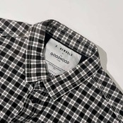 R.NEWBOLD GOODHOOD アールニューボールド コラボ チェック 長袖 シャツ ワークシャツ L/ブラック×ホワイト メンズ 5周年記念
