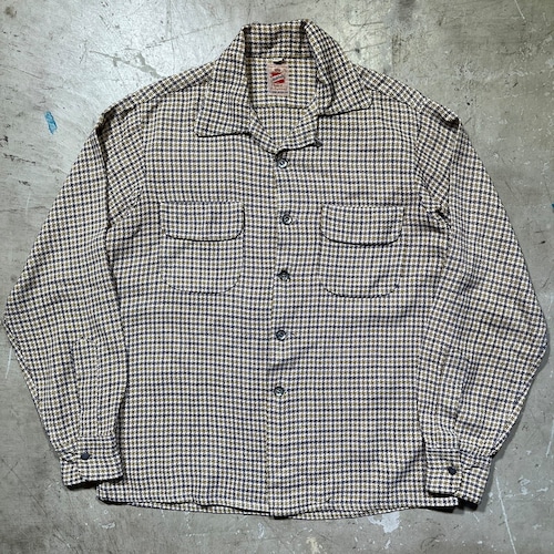 50's Ashfield by Duke of Hollywood レーヨンオープンカラーシャツ  織柄 袋襟 ループボタン DAN RIVER Mサイズ  希少 ヴィンテージ BA-2378 RM2797H