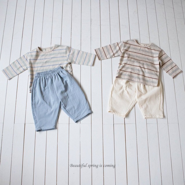 【即納】cream border tee (kids)