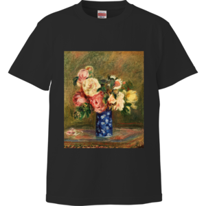 バラの花束1882（ルノワール）：厳選名画Tシャツコレクション（ブラック）・ルノワールグッズ・ルノワール展グッズ・美術館グッズオンライン通販人気・ミュージアムショップグッズ・絵画グッズ・美術館お土産・ギフト【安心の送料込・税込】