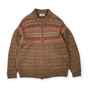 Crocodile クロコダイル 裏地付き フェアアイル ウールニット ジャケット サイズ L /ジップアップ/レディース