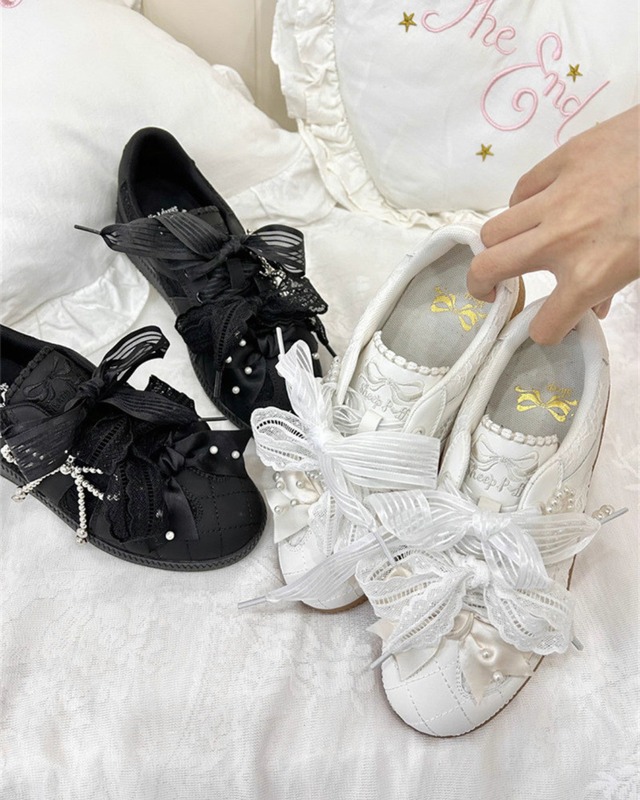 パールリボンレースアップスニーカー（2 colors） 25W08484