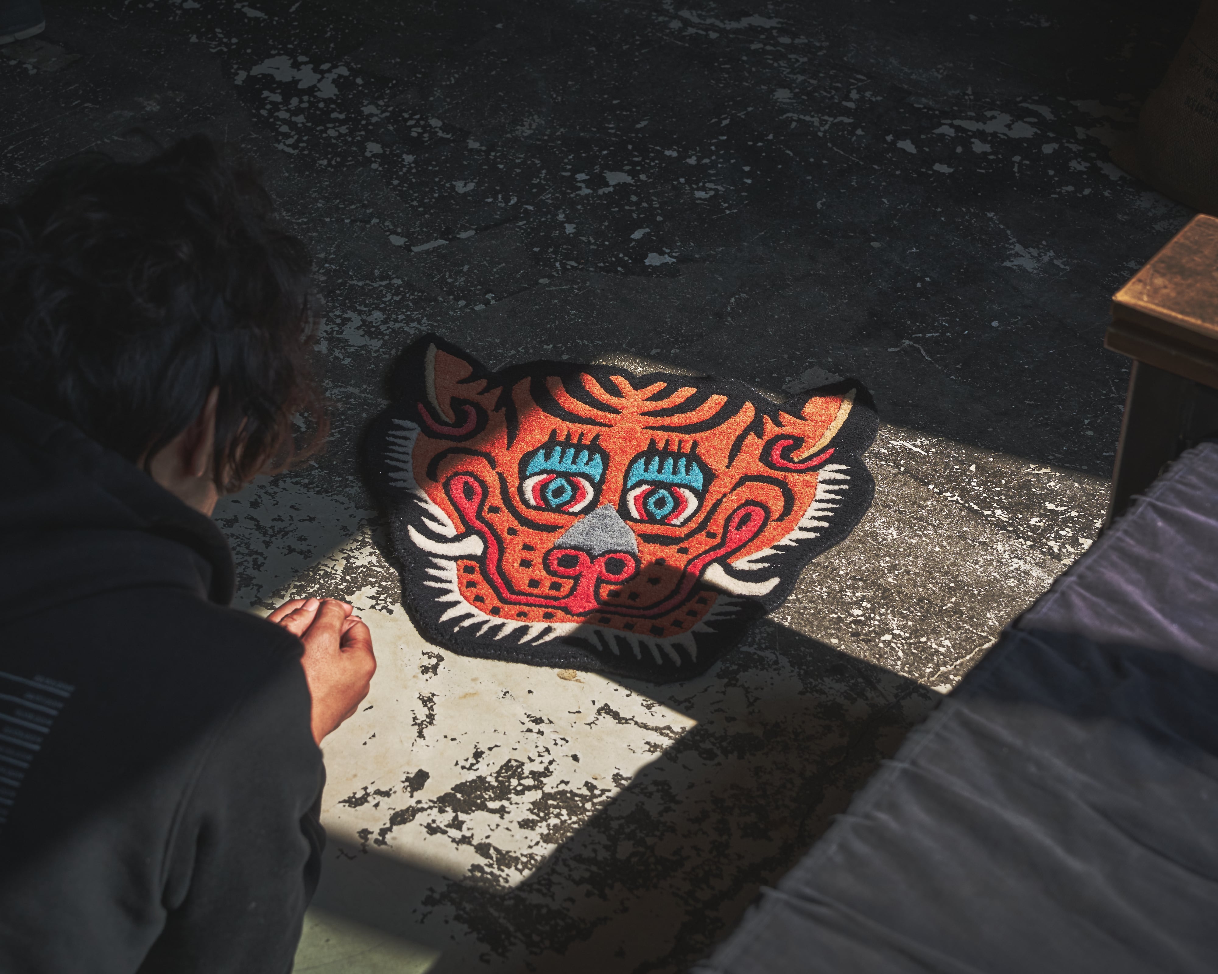 Tibetan Tiger Rug 《Only Face L・尾州ウール・Watanabe's 天然藍染