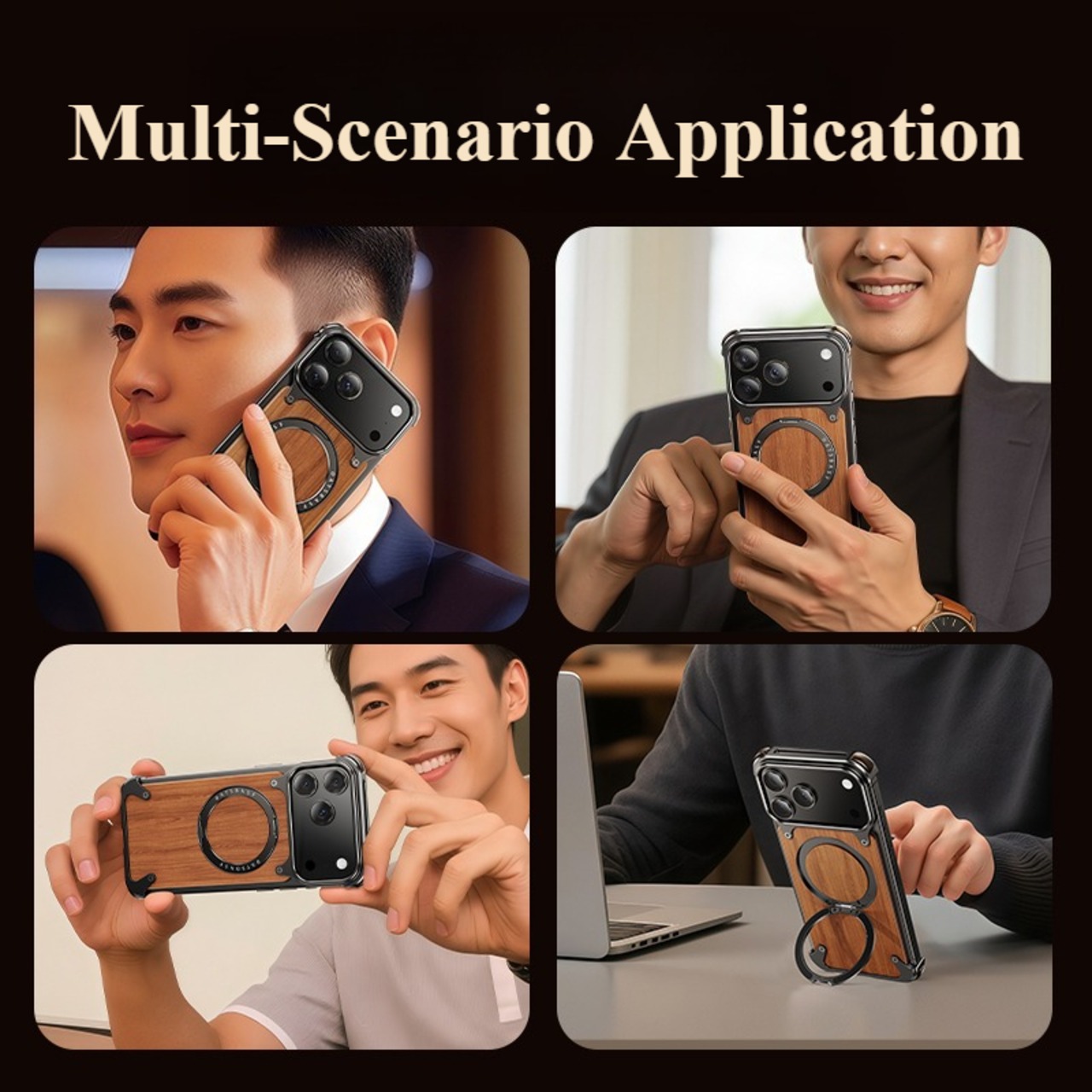 ◆iPhone17 Pro/Pro Max◆ Wood × Metal Magnetic Phone Case / ウッド×メタル マグネット スマホケース