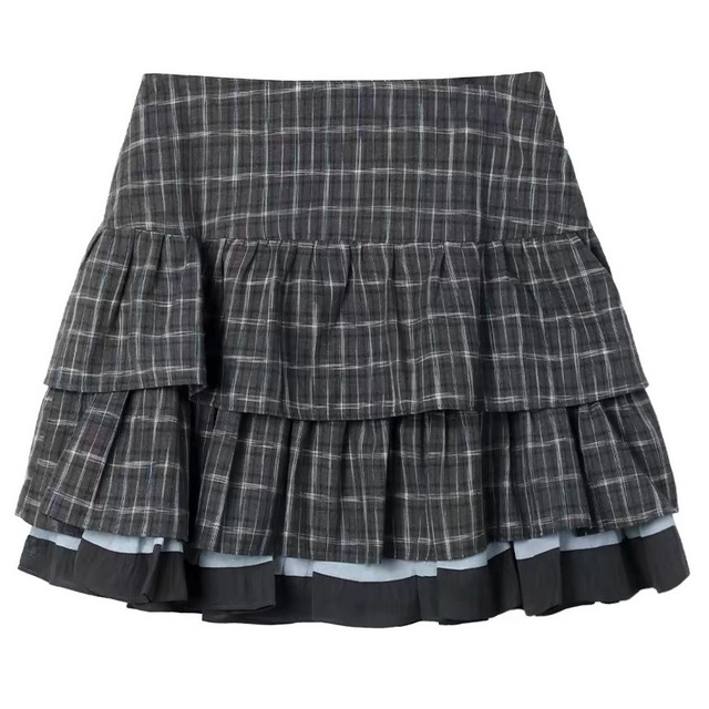 [Two Days off] Plaid Stacked Cake Dress