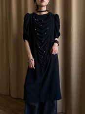 MADE IN JAPAN black drape dress-5235-4