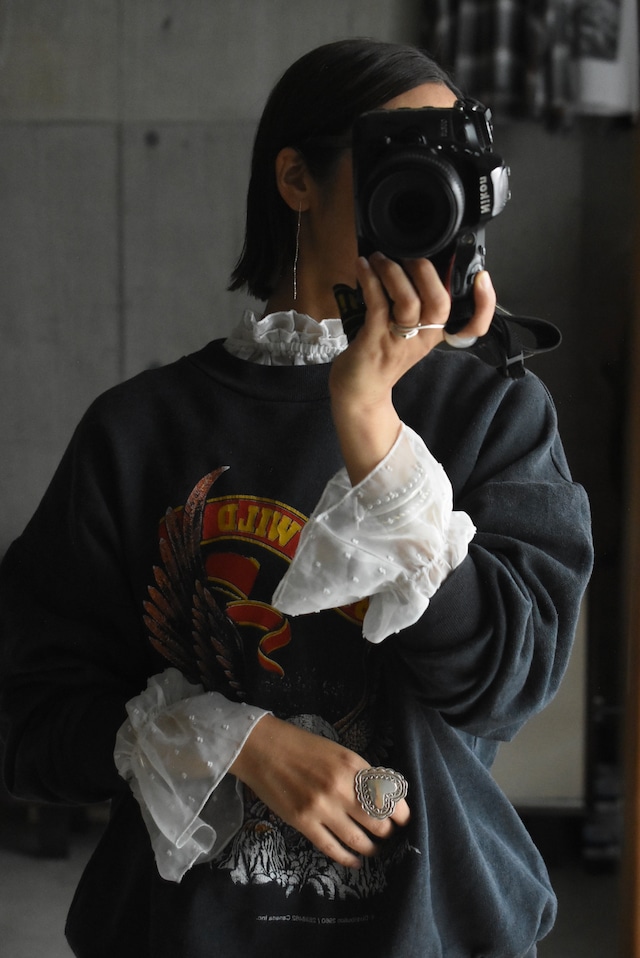 OK/90's dot & frill sheer blouse.
