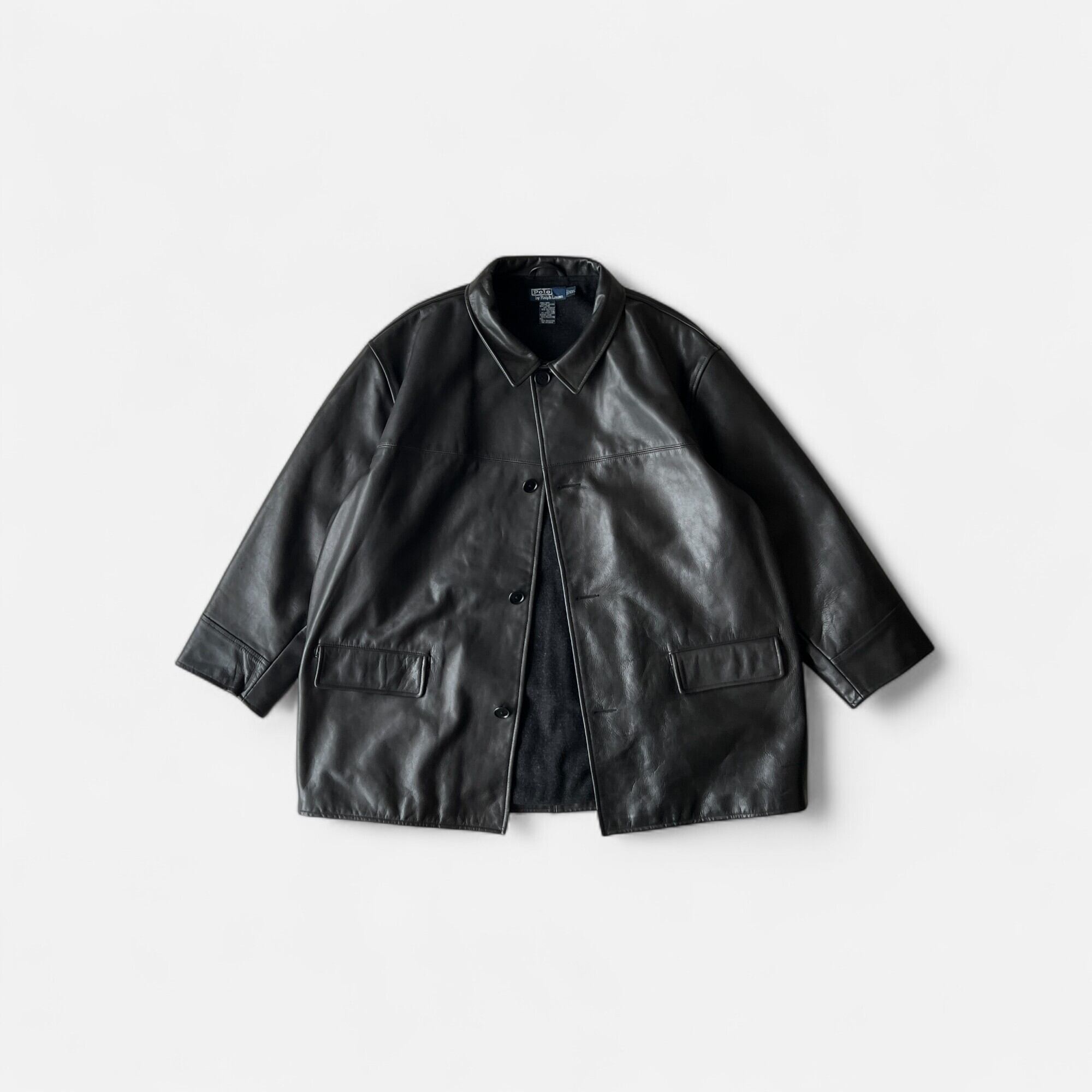 90s POLO by Ralph Lauren Lamb Leather Blouson Black L | assemble store