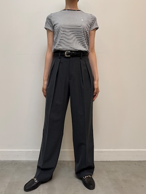 CU13-22 USED Ralph Lauren BORDER TEE -BLACK× WHITE-