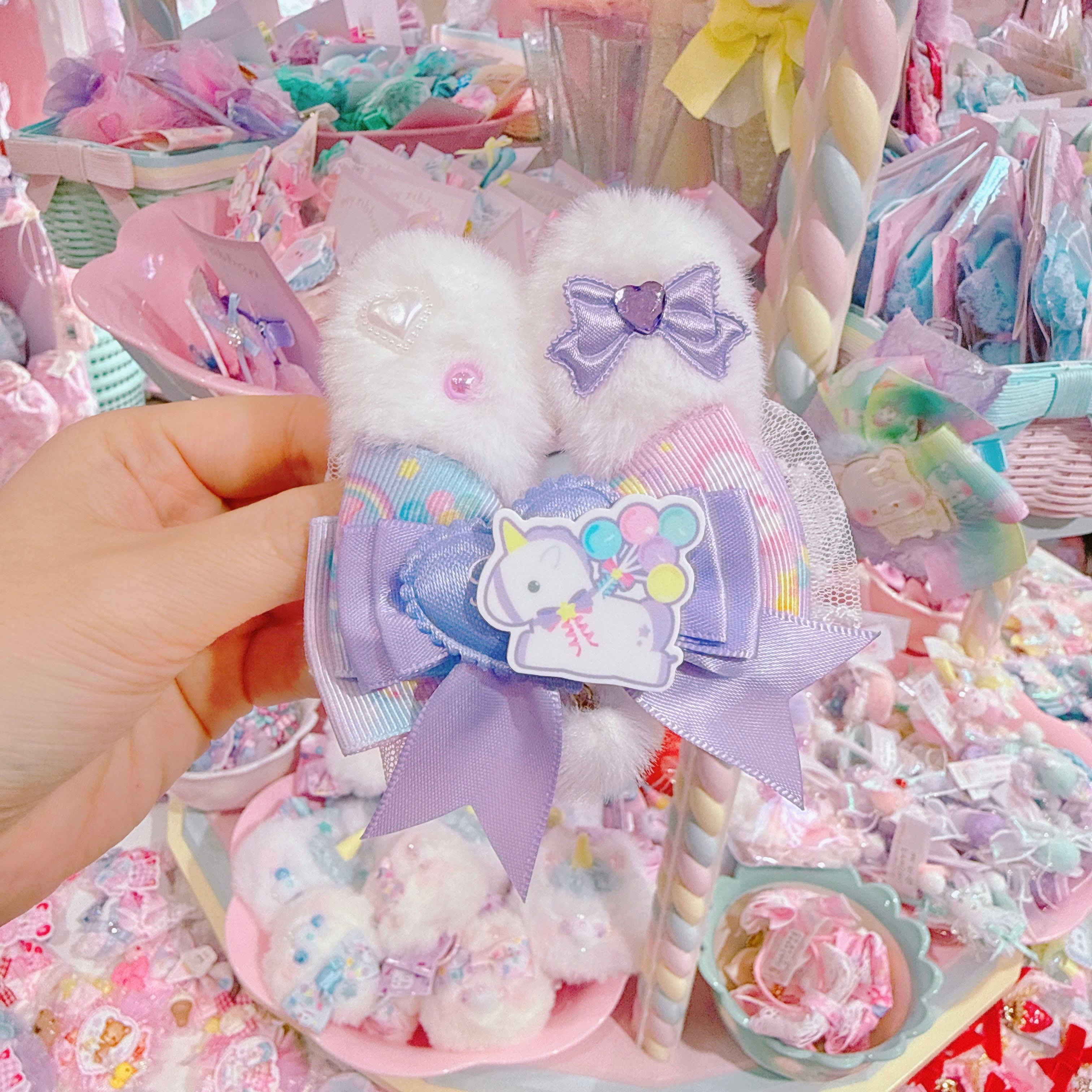 【F7】68-63うさ耳リボンヘアクリップ