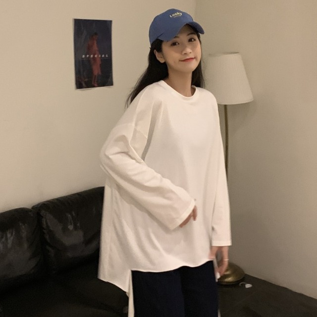 スタイル薄手ホワイトTシャツ トップス ロング YY-ファッション88777034413