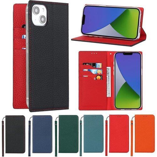 Eastwave アイフォン for iPhone 14 Plus ケース 本革 牛革 for iPhone 14 Plus ケース 手帳型 for iPhone14plus カバー 手帳 本革 柔らかい 本皮 スプラットホール付き スプラット同梱 内蔵マグネット-レッド 1588