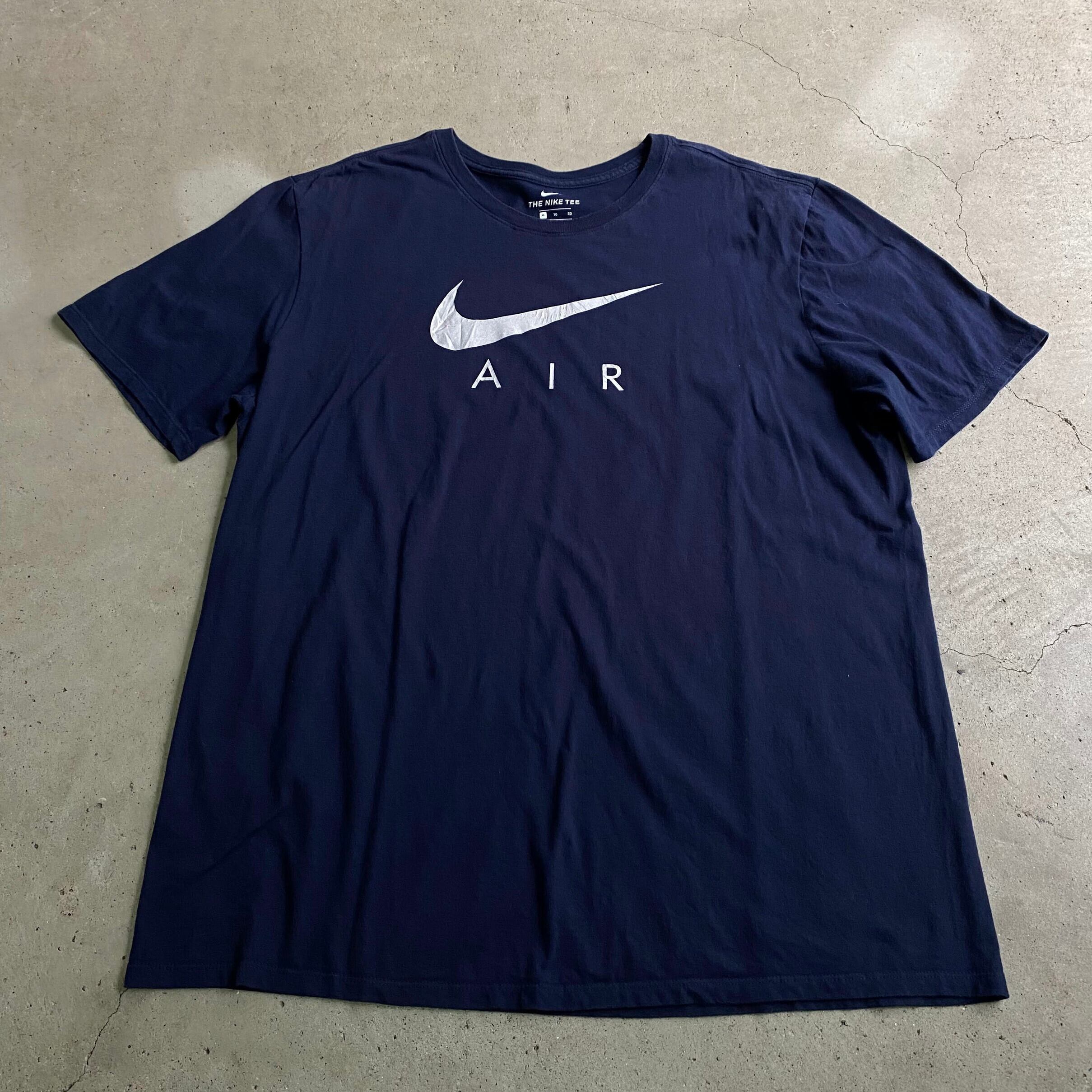 NIKE ナイキ AIR ロゴプリント Tシャツ メンズXL 古着 ネイビー 紺色 