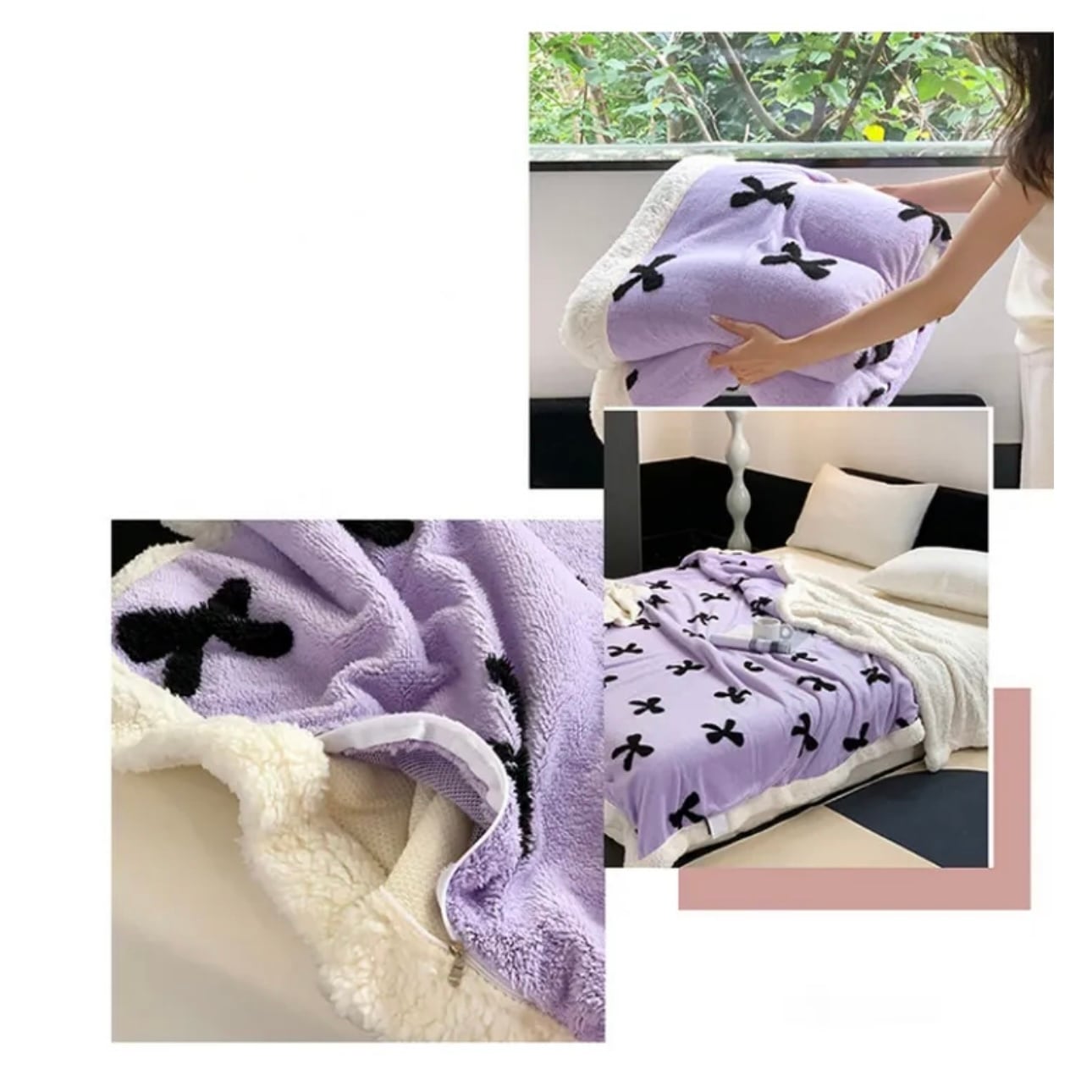 classic ribbon blanket 3colors 2size / クラシック リボン