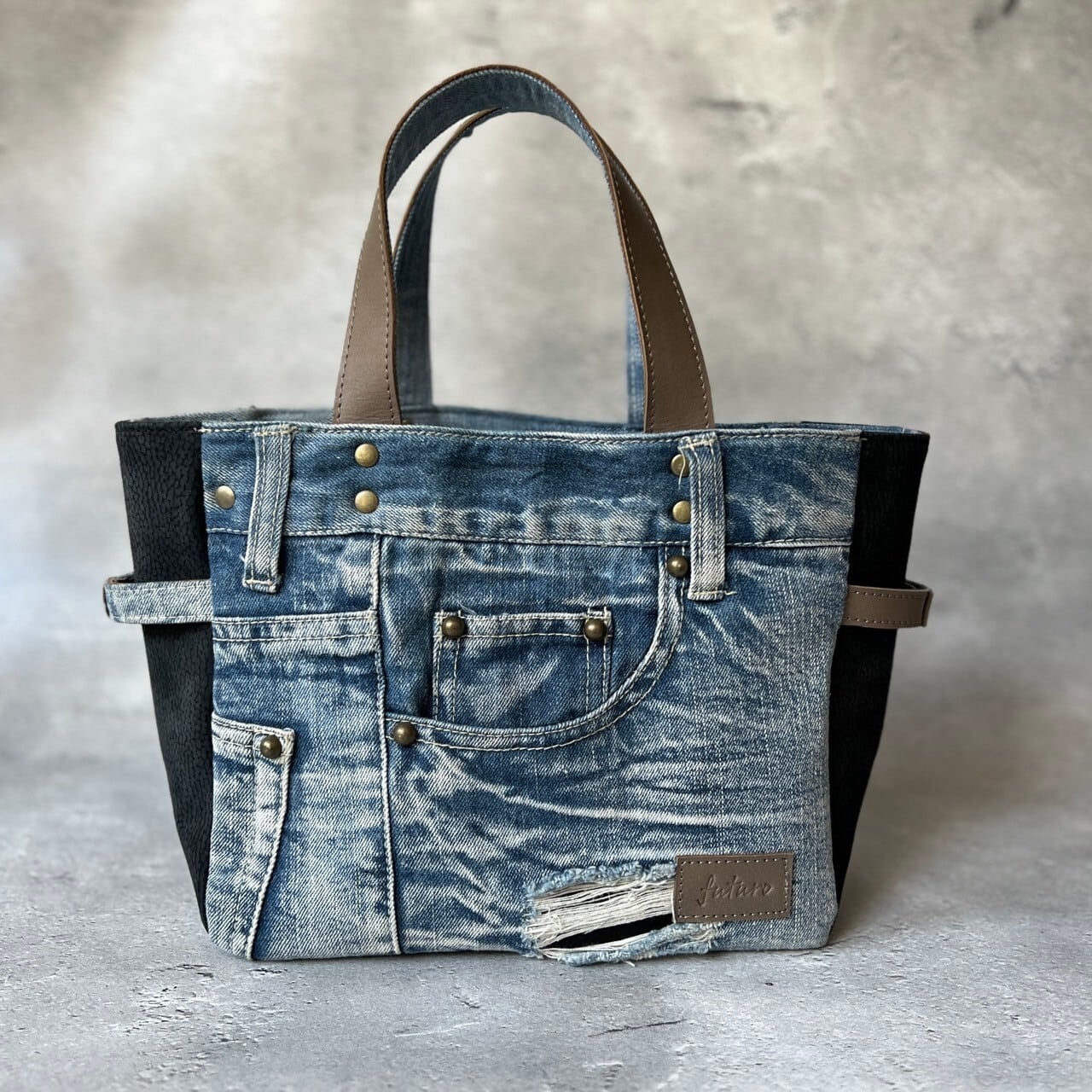 デニムリメイクバッグ＊Chez Denim シェデニム Sサイズ | 革工房futuro 