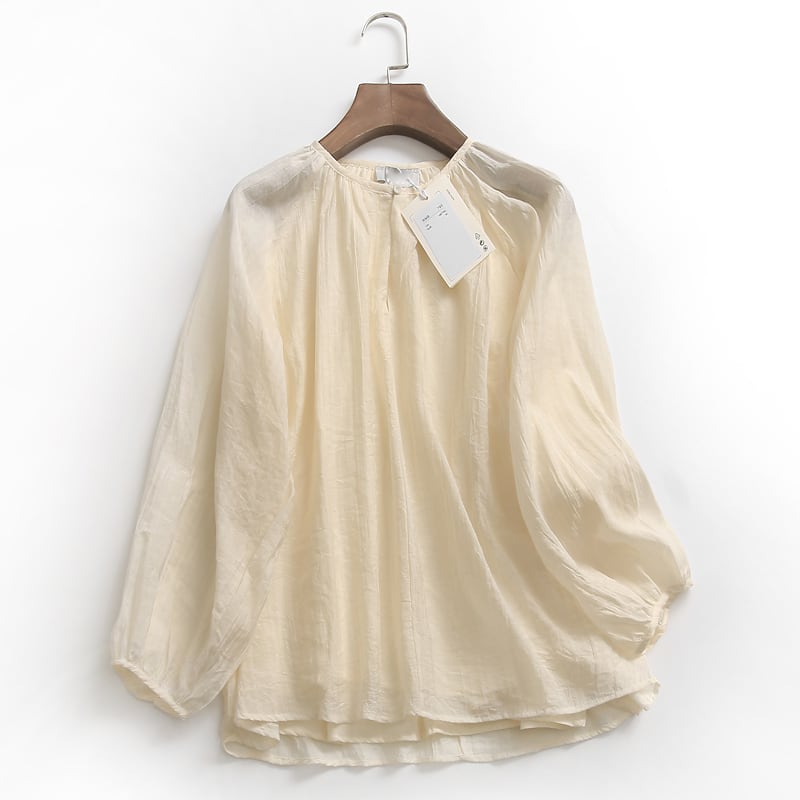 one button lantern sleeve blouse TO0729