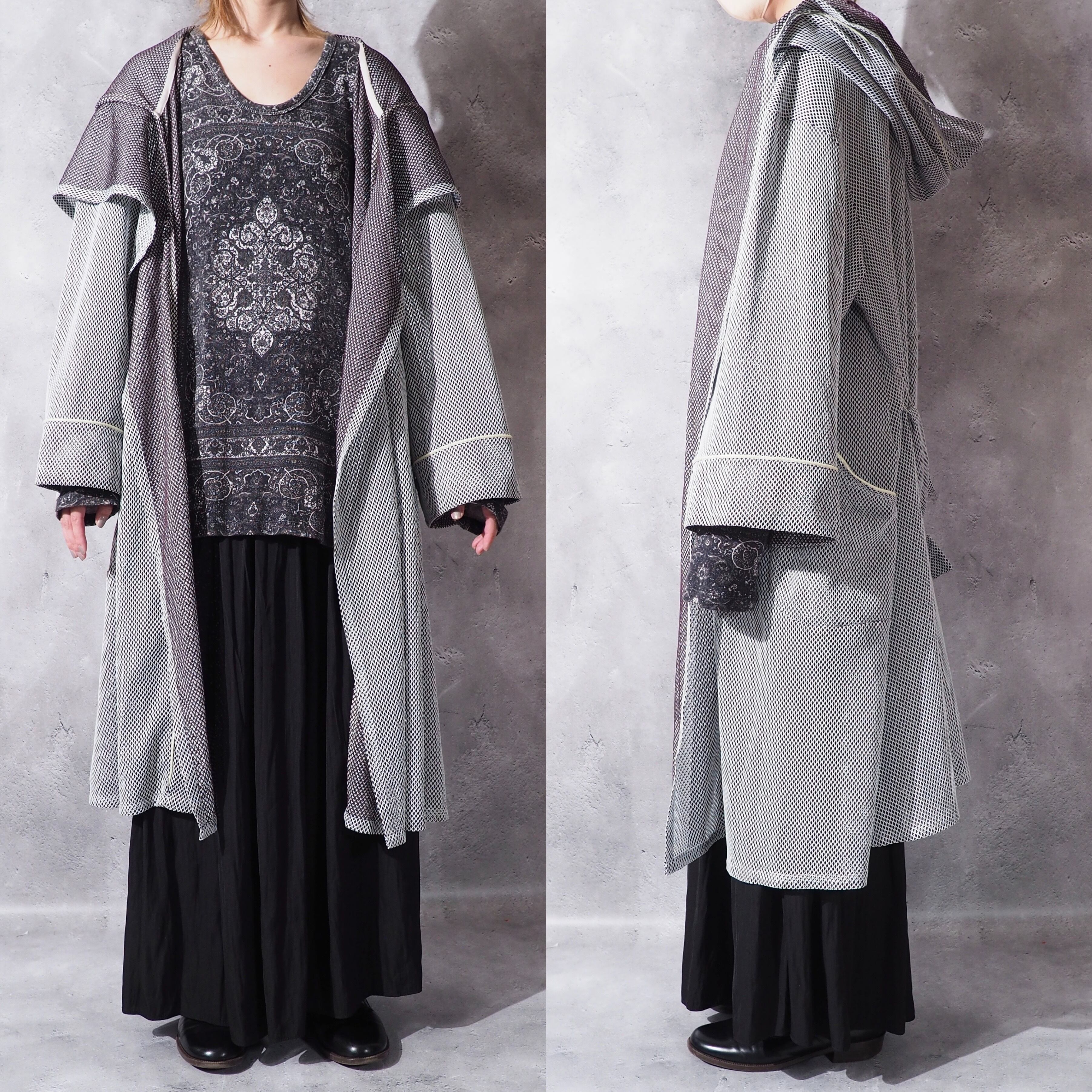 hatra double mesh long gown coat ハトラ ダブルメッシュガウン