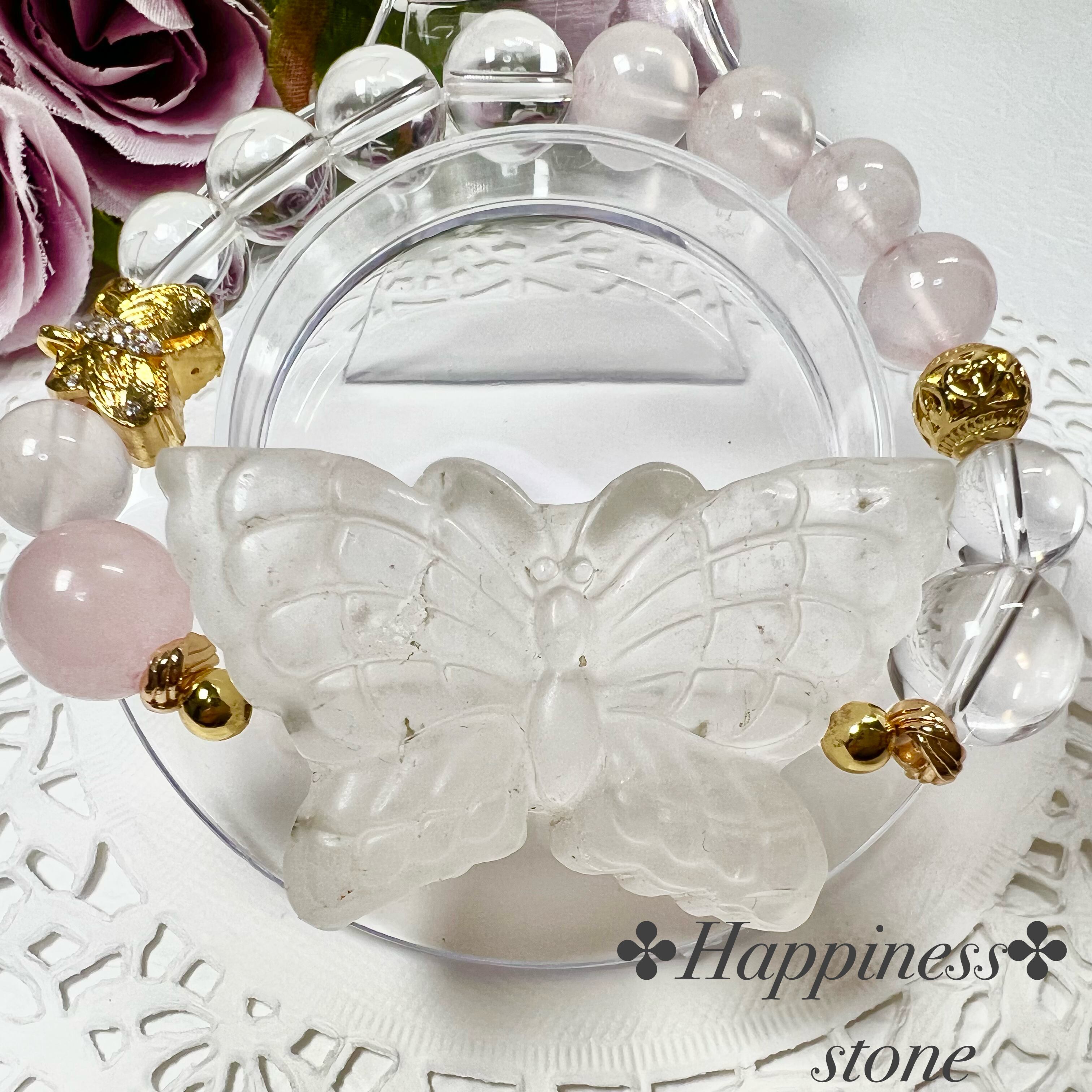 【水晶蝶々ブレスレットεïзꔛ♡】♥送料無料♥天然石 パワーストーン