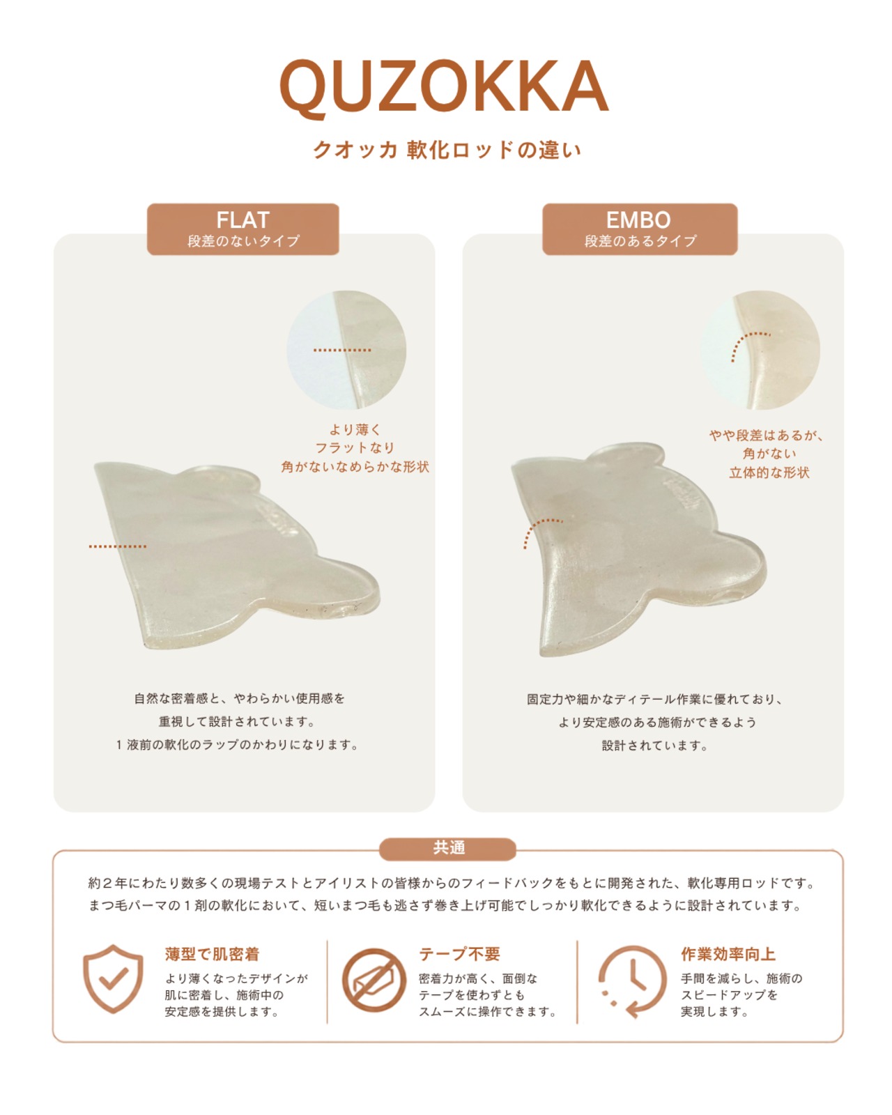 クオッカ 軟化ロッド (フラット：角のないフラットタイプ ）2枚入り