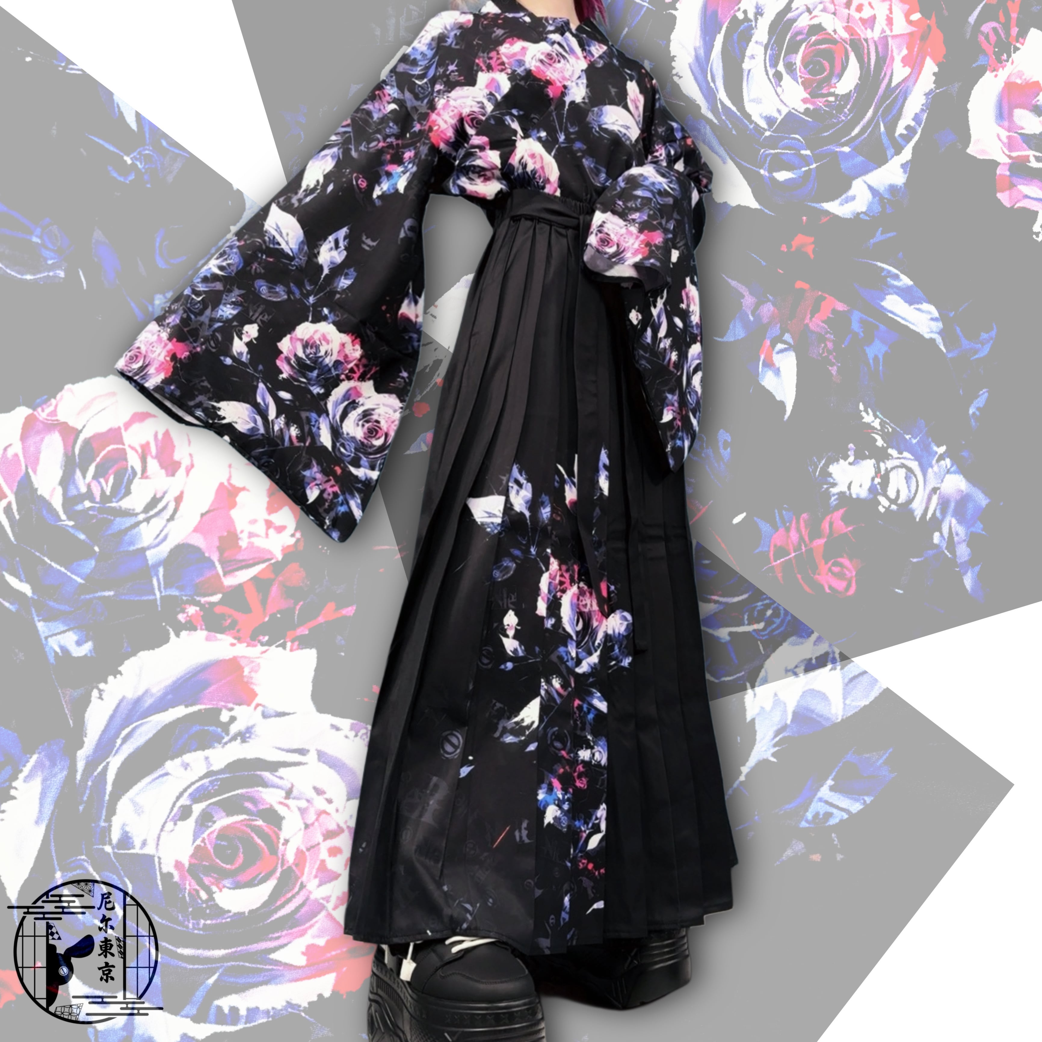 ポケット付き袴風ユニセックススカート【和柄薔薇】 | NIER CLOTHING