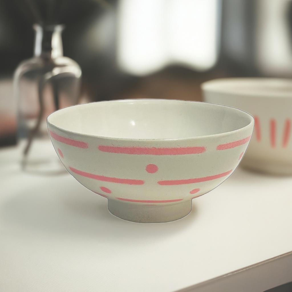 茶碗【ピンク独楽】（ちゃわん・ぴんくどくらく）11.6cmサイズ 割れ