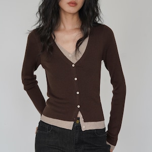 bicolor slim cardigan j-0089
