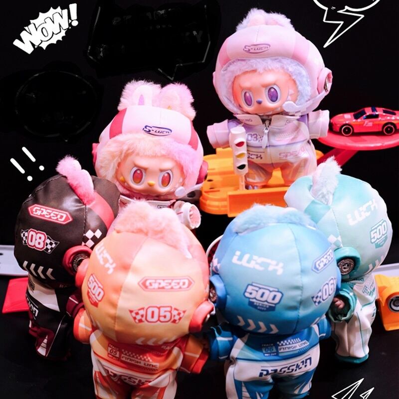 Labubu 1〜3代対応 レーシング ロンパースパンツ+ヘルメット ドール用