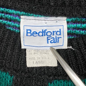 【Bedford Fair】90s usa製 柄ニット デザインニット 総柄 柄物 個性的 アクリル マルチカラー レトロ us古着