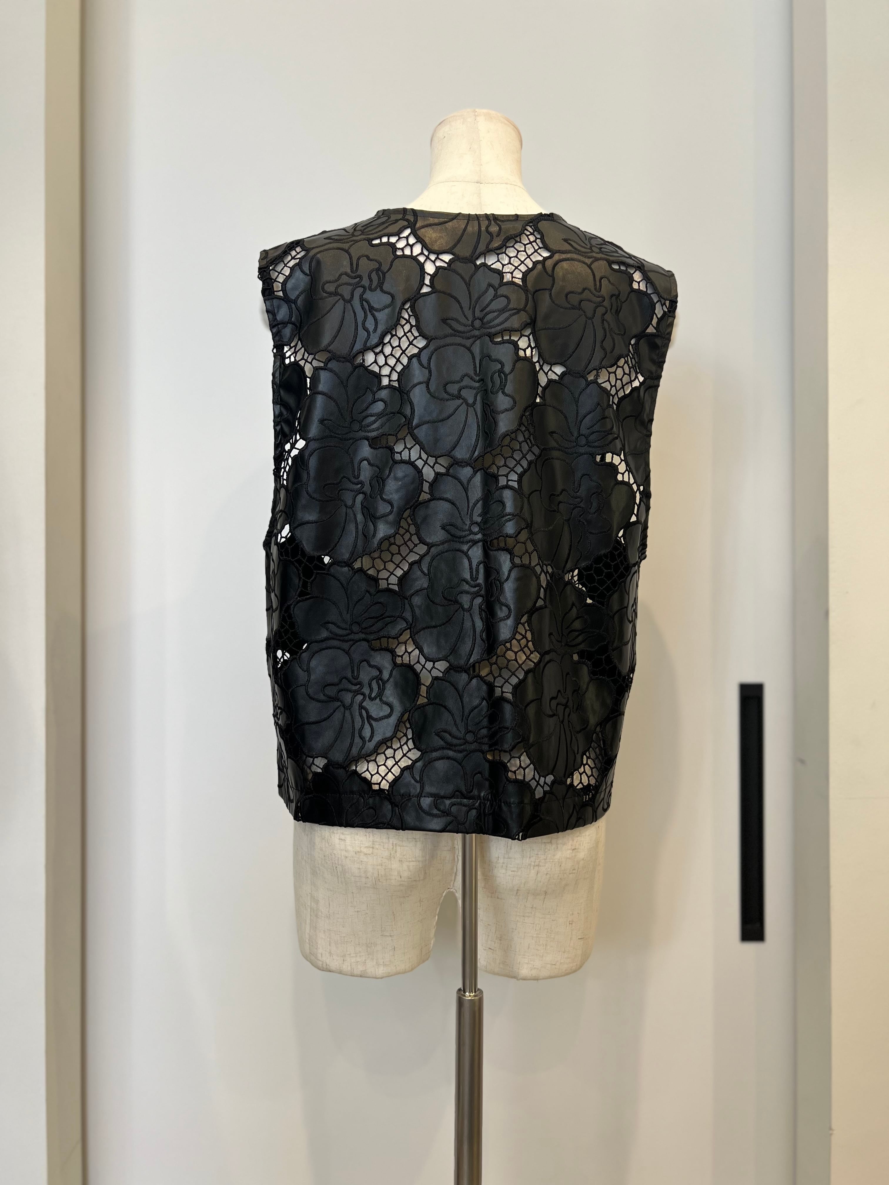 【SELECT】フェイクレザーレースジレ　21-0207