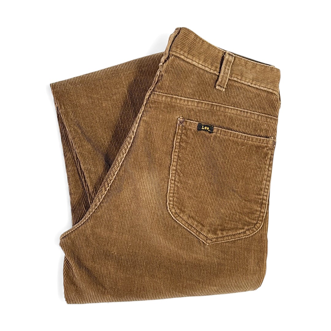 60s リー USA製 リーンズ ヴィンテージ コーデュロイパンツ Lee Leens ブラウン スリムテーパード サイズW29相当 古着 EZ0835
