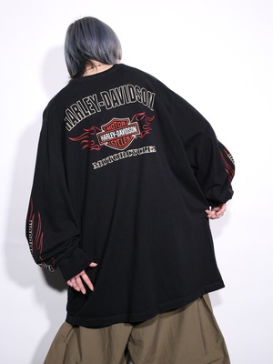 "Harley-Davidson" 刺繍 logo and sleeve printed l/s tee