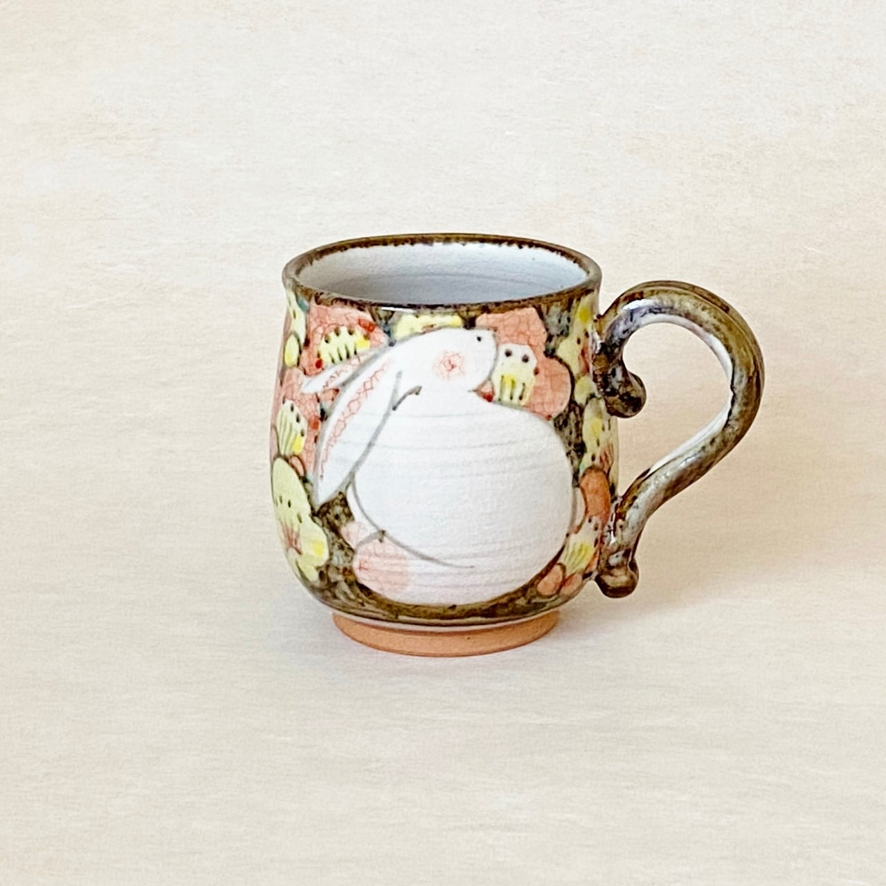 イムサエム　ウサギ柄マグカップ　未使用 赤絵花うさぎ ペアマグカップ｜和食器通販｜織部 Online Store【公式】