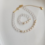 Rose Pearl bracelet 淡水パールxスターピンククォーツブレスレット
