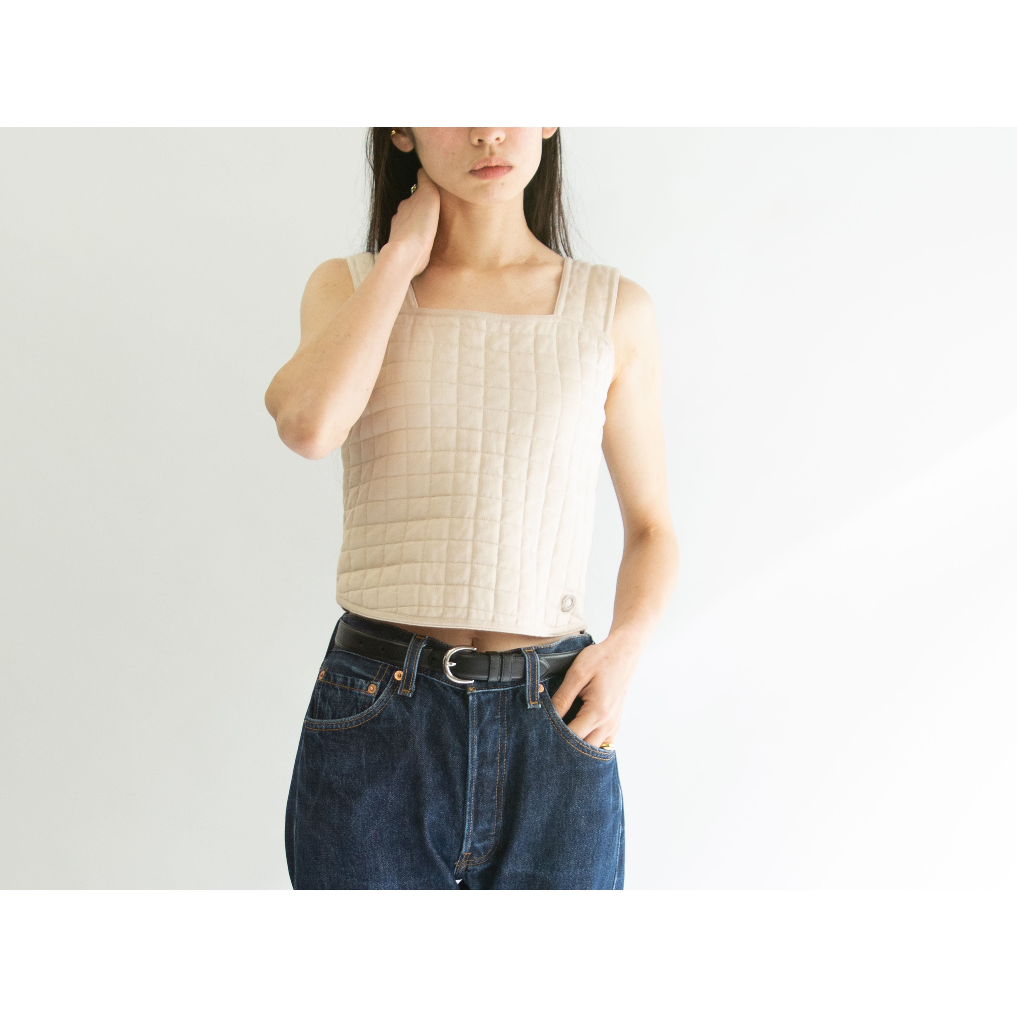 【CHANEL】Made in France 00T Sleeveless Quilting Bustier（シャネル フランス製キルティングビスチェ トップス ）