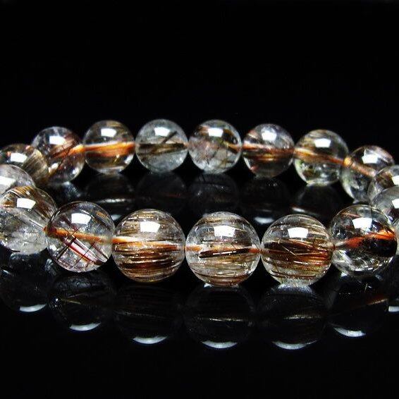 キャッツアイルチルクォーツ ブレスレット 13mm ルチルクォーツ ブレス 一点物 メール便可 [M便 1/10] 111-45782