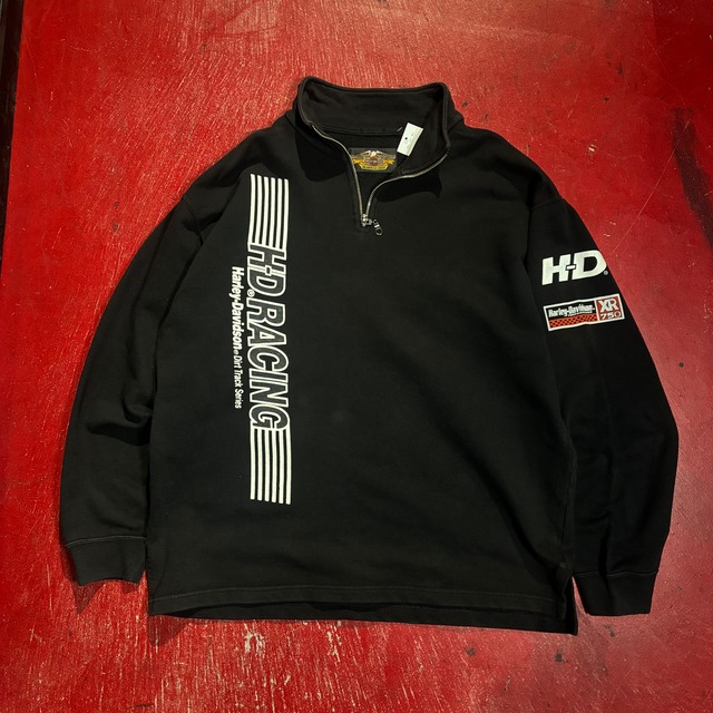 90s〜00s Harley-Davidson ハーフジップスウェット　黒　ハーレー