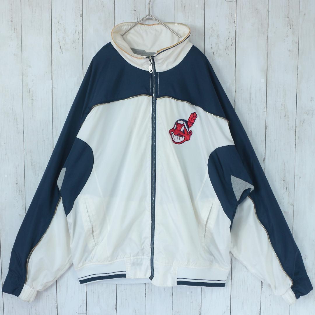 MLB Indians インディアンズ ナイロンジャケット L 刺繍ロゴ 90s 
