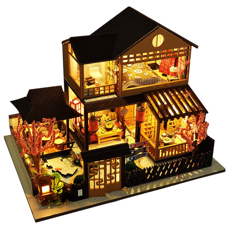 CUTEBEEキッズおもちゃドールハウス家具付き組み立て木製ミニチュア