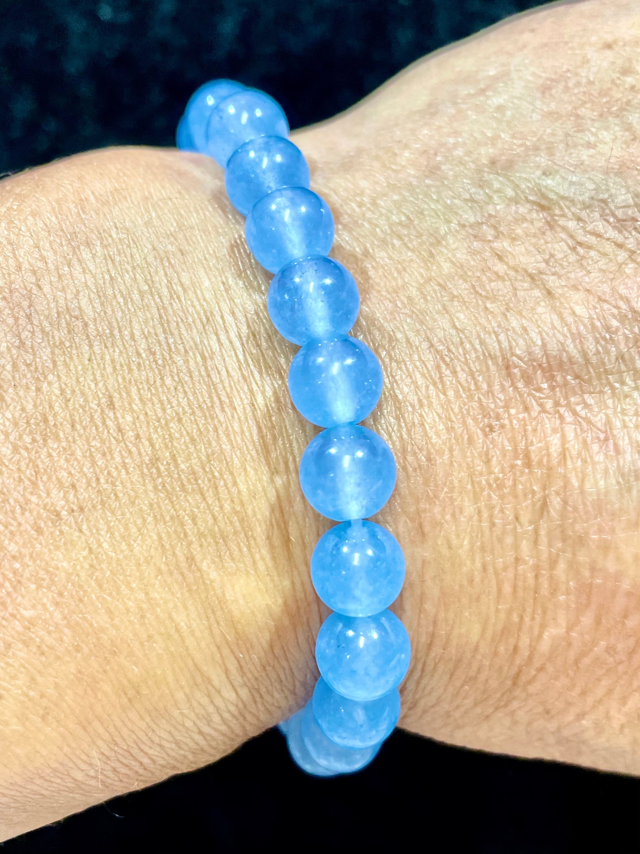 1) パステルカラー・ブレスレット(クリアブルー8mm)