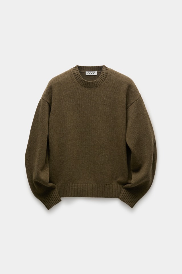 [COOR] Wool Crop Crewneck Sweater (Khaki) 正規品 韓国ブランド 韓国通販 韓国代行 韓国ファッション クール クーア クアー COOR 日本 店舗